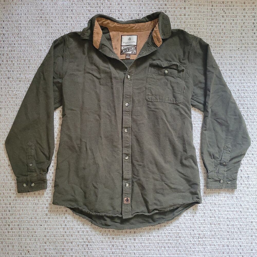 Legendary Whitetails Mens LT Tall Olive Green Flannel Shirt 100% Cotton Button